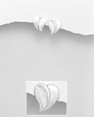 706-29632 - Wholesale 925 Sterling Silver Matte Leaf Push-Back Earrings