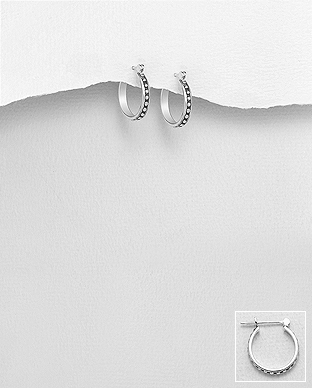 706-29644 - Wholesale 925 Sterling Silver Oxidized Hoop Earrings