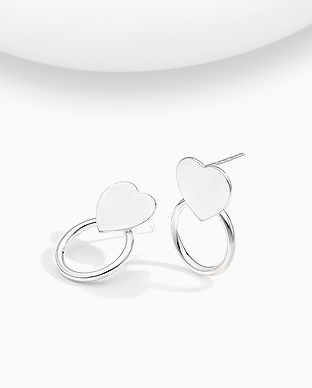 706-29710 - Wholesale 925 Sterling Silver Heart And Circle Push-Back Earrings
