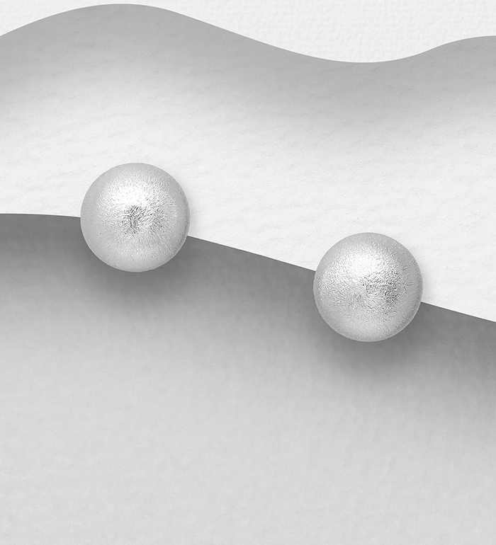 706-29715 - Wholesale 925 Sterling Silver Matte Ball Push-Back Earrings