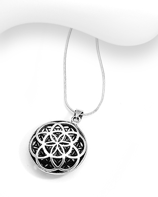 706-29786 - Wholesale 925 Sterling Silver Oxidized Flower Of Life Pendant