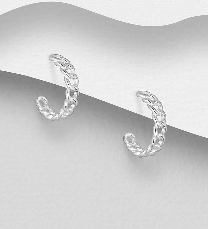 706-29915 - Wholesale 925 Sterling Silver Chain Link Push-Back Earrings