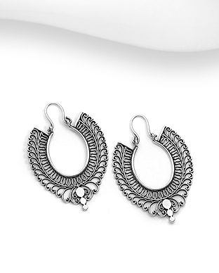 706-29927 - Wholesale 925 Sterling Silver Oxidized Hoop Earrings
