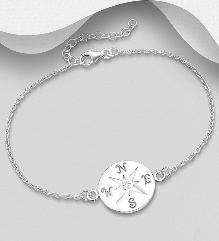 706-29958 - Wholesale 925 Sterling Silver Compass Bracelet