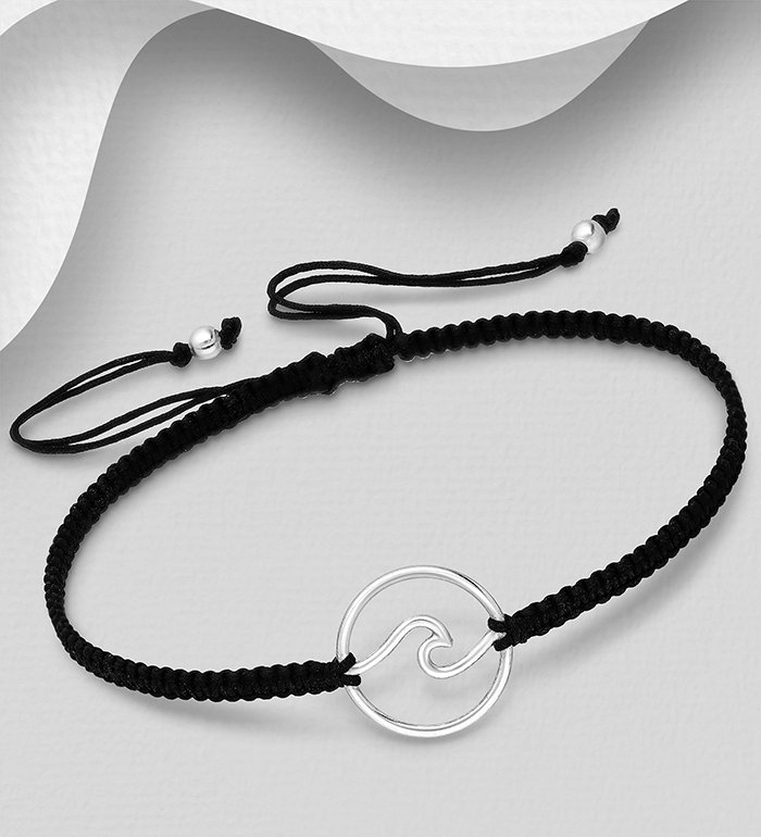 706-30001 - Wholesale 925 Sterling Silver Wave Adjustable Thread Bracelet