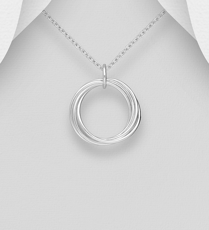 706-30228 - Wholesale 925 Sterling Silver Interlock Circles Pendant