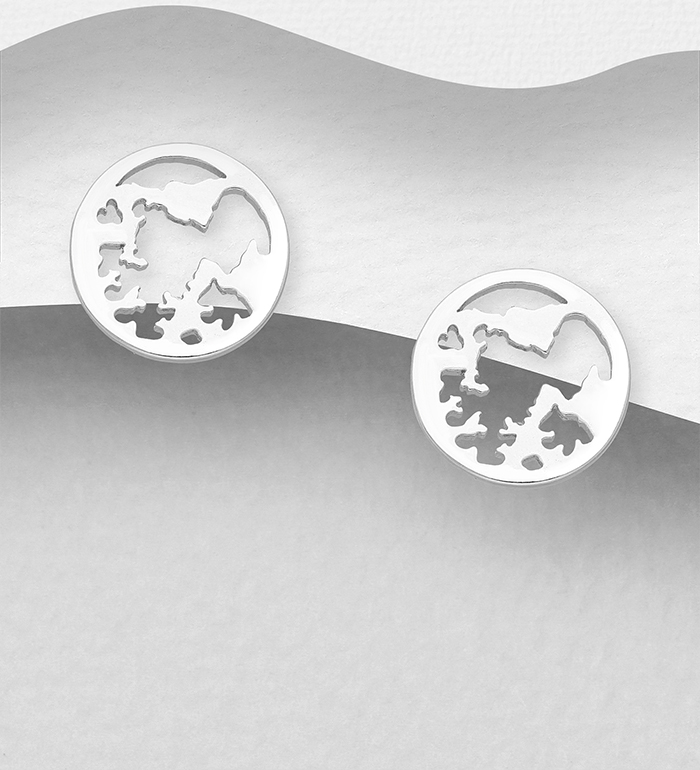 706-30557 - Wholesale 925 Sterling Silver Worlds Map Push-Back Earrings