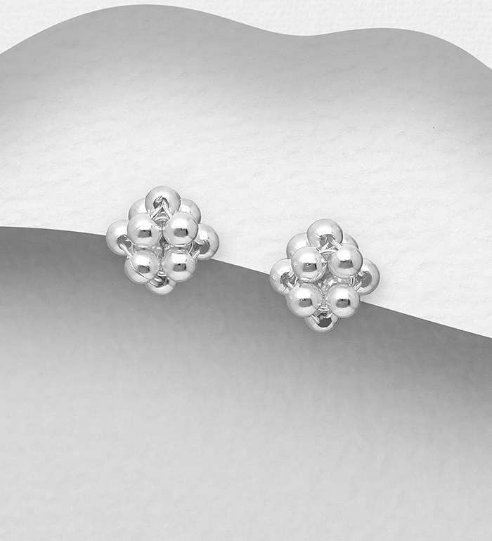 706-30844 - Wholesale 925 Sterling Silver Ball Push-Back Earrings