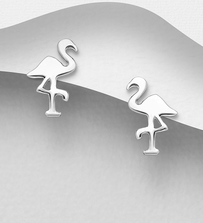 706-30900 - Wholesale 925 Sterling Silver Flamingo Push-Back Earrings
