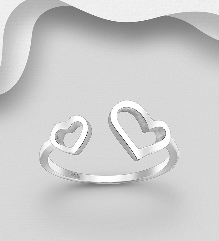 706-30948 - Wholesale 925 Sterling Silver Adjustable Heart Ring