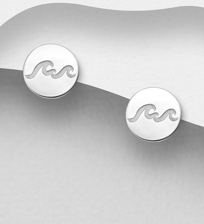 706-31229 - Wholesale 925 Sterling Silver Round Wave Push-Back Earrings