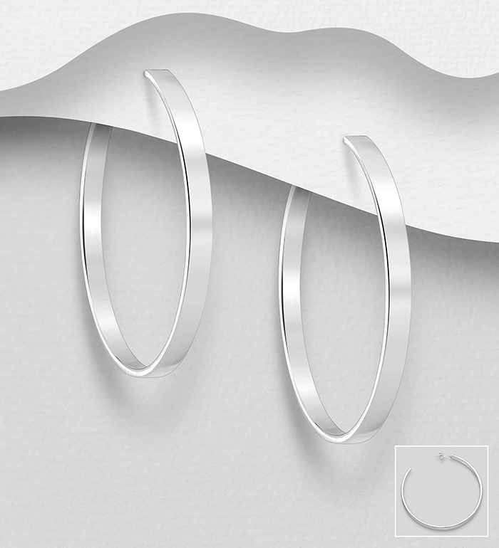706-31256 - Wholesale 925 Sterling Silver Earrings Push-Back Hoop Earrings 
