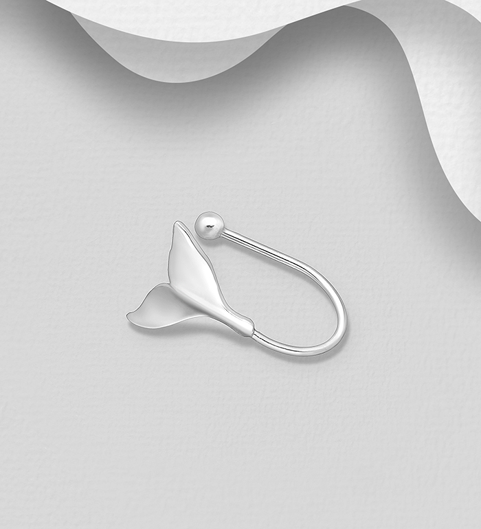 706-31570 - Wholesale 925 Sterling Silver Ball and Whale Tail Ear Cuff
