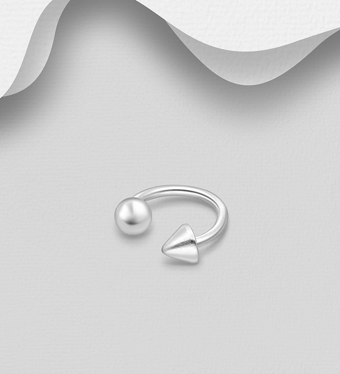 706-31658 - Wholesale 925 Sterling Silver Ball and Spike Ear Cuff