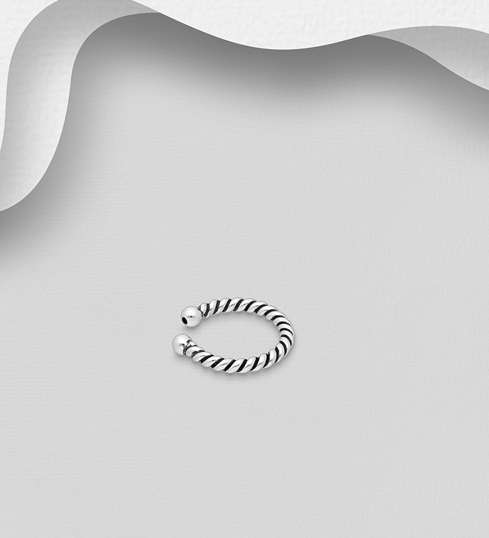 706-31903 - Wholesale 925 Sterling Silver Oxidized Twisted Ear Cuffs