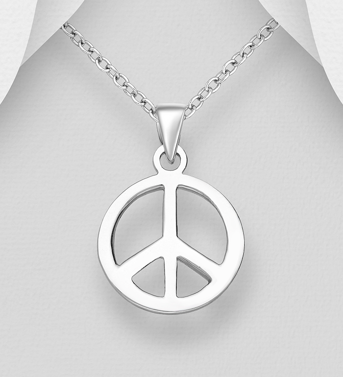 706-4123 - Wholesale 925 Sterling Silver Peace Symbol Pendant