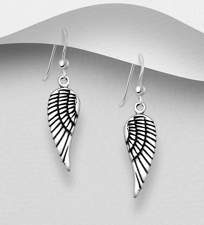 706-4816 - Wholesale 925 Sterling Silver Wings Hook Earrings