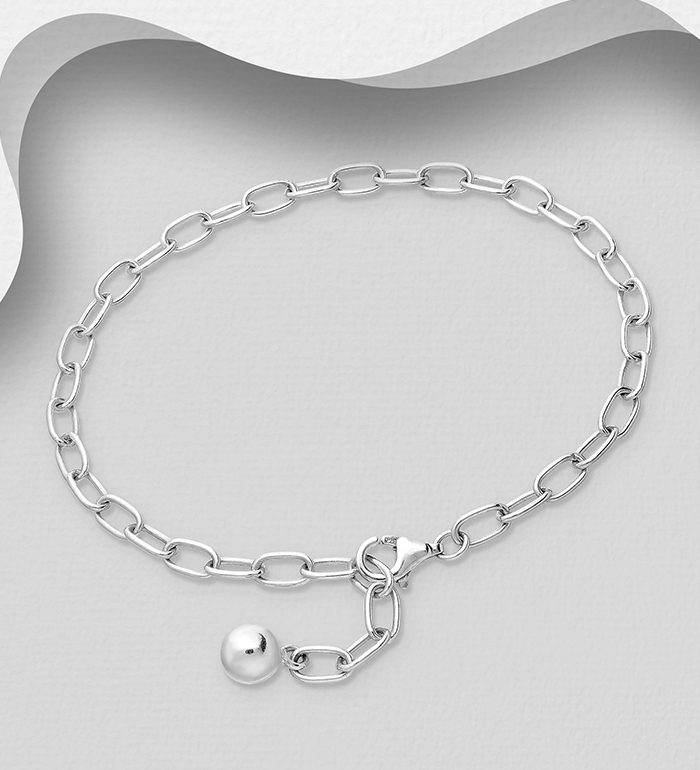 706-5052 - Wholesale 925 Sterling Silver Adjustable Bracelet to which locker-charms can be added