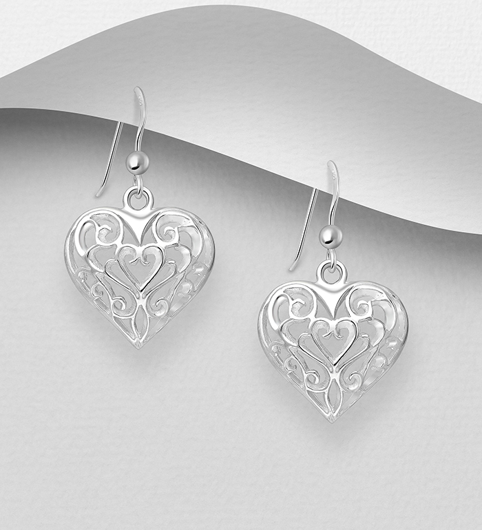 706-6252 - Wholesale 925 Sterling Silver Heart Hook Earrings