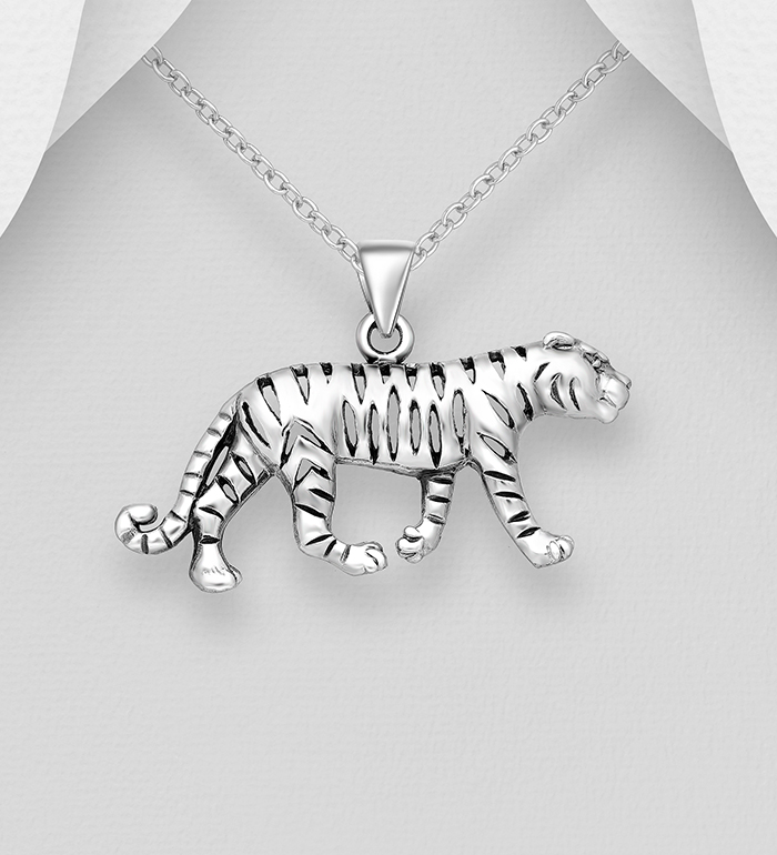 706-6254 - Wholesale 925 Sterling Silver Tiger Pendant