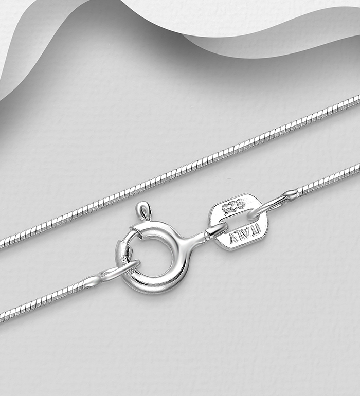 706-7367 - Italian Delight - Wholesale 925 Sterling Silver Snake (Square) Chain, 0.7 mm Wide, Made in Italy.