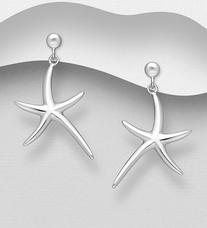 706-8731 - Wholesale 925 Sterling Silver Starfish Push-Back Earrings