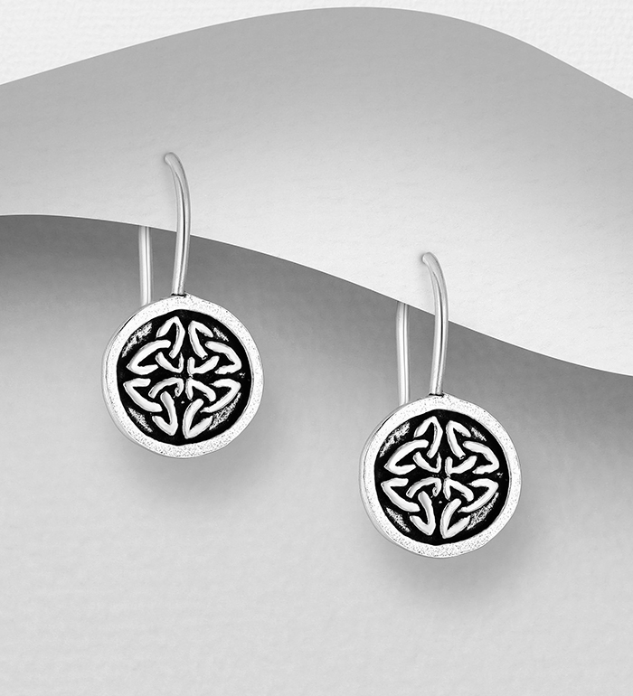 767-429 - Wholesale 925 Sterling Silver Oxidized Celtic Hook Earrings