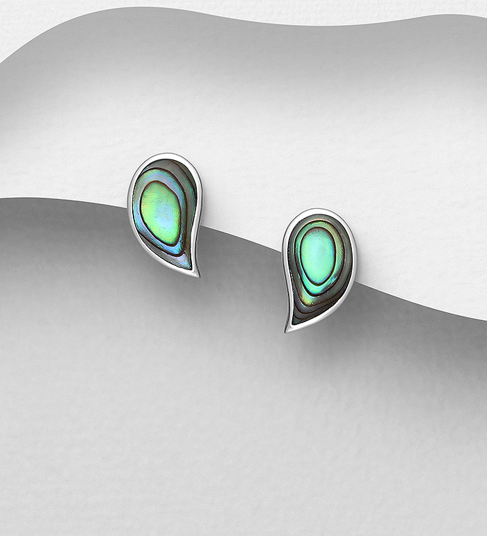 789-3557 - Wholesale 925 Sterling Silver Push-Back Earrings Decorated With Shell