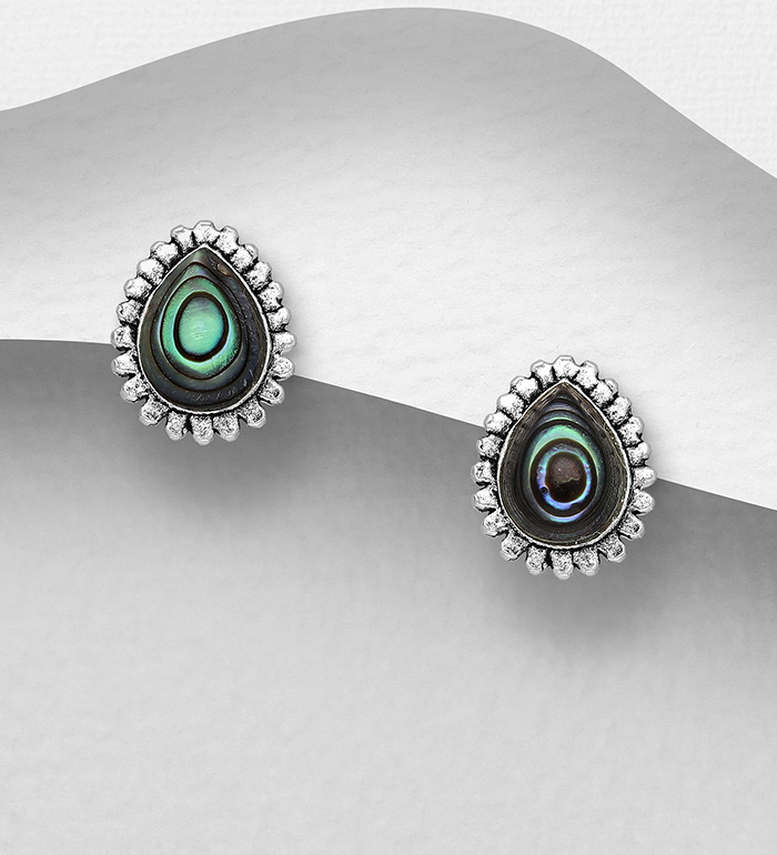 789-3558 - Wholesale 925 Sterling Silver Push-Back Earrings Decorated With Shell