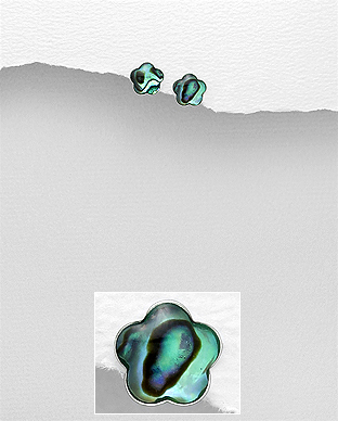 789-3793 - Wholesale 925 Sterling Silver Flower Push-Back Earrings Decorated With Shell