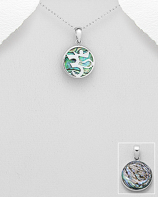 789-3833 - Wholesale 925 Sterling Silver Om Sign Pendant Decorated With Shell