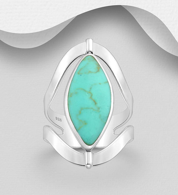 789-3863 - Wholesale 925 Sterling Silver Adjustable Ring, Decorated with Shell and Resin