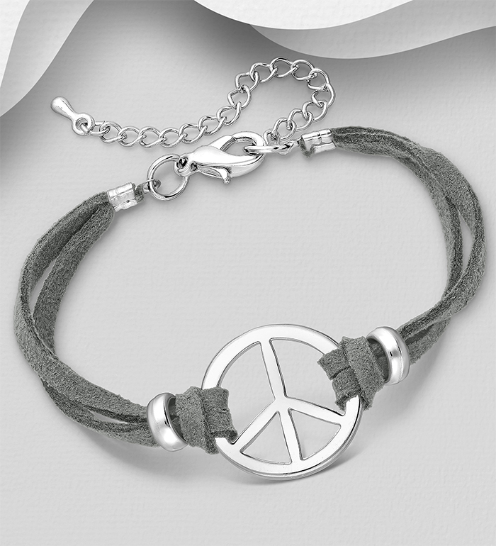 852-679 - Wholesale White Base Peace Symbol Bracelet