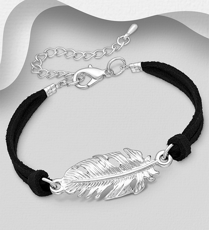 890-3582 - Wholesale Zinc Feather Bracelet