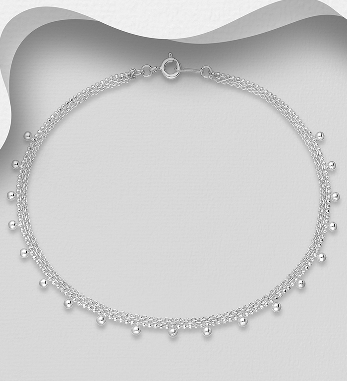 90-281 - Wholesale 925 Sterling Silver Ball Anklet