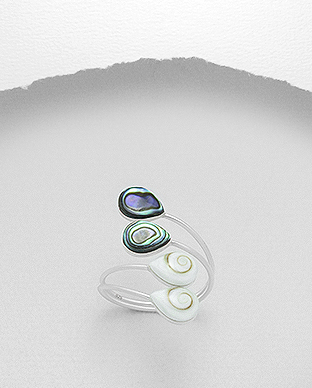 966-580 - Wholesale 925 Sterling Silver Ring Decorated With Shell and Shiva Shell