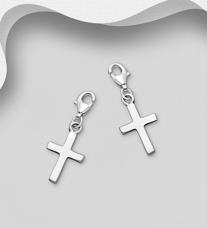 983-320 - Wholesale 925 Sterling Silver Cross Clip on Charm