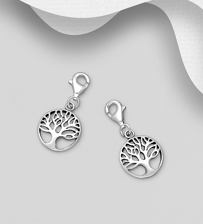 983-836 - Wholesale 925 Sterling Silver Oxidized Tree Of Life Charm