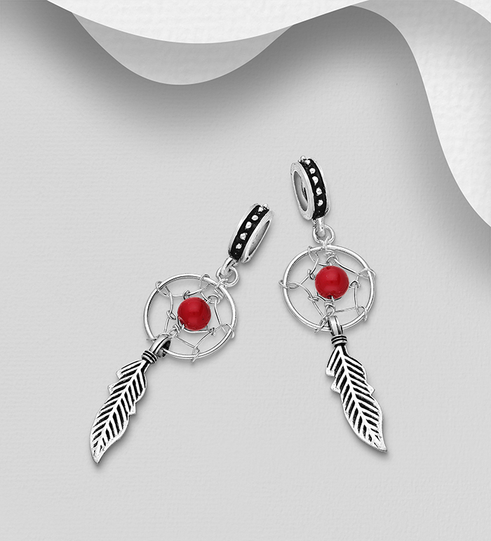 989-107 - Wholesale 925 Sterling Silver Dream Catcher Bead-Charm